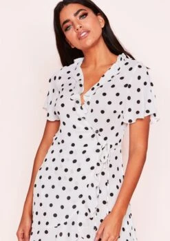 Isabella White Polkadot Wrap Frill Dress -LA Dress Sales Store 01.03.19 p2 39