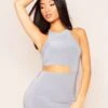Briella Grey Cut Out Racer Midi Dress
