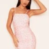 Ava Pink Ditsy Floral Print Mesh Ruched Bodycon Dress -LA Dress Sales Store 16th sept molly ecom am13405 jpg