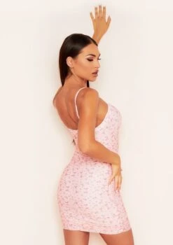 Ava Pink Ditsy Floral Print Mesh Ruched Bodycon Dress 8 Ava Pink Ditsy Floral Print Mesh Ruched Bodycon Dress -LA Dress Sales Store 16th sept molly ecom am13413 jpg