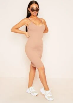 Essie Mocha Ribbed Knitted Dress 9 Essie Mocha Ribbed Knitted Dress -LA Dress Sales Store 4784 jpg