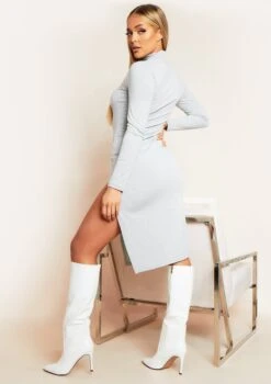 Ashlea Grey High Neck Split Side Midi Dress 8 Ashlea Grey High Neck Split Side Midi Dress -LA Dress Sales Store 85e907ee me4989g jpg jpg 1