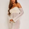Jordyn Cream Ladder Knit Off The Shoulder Mini Dress -LA Dress Sales Store AMIAH 17015
