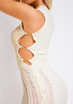 Imogen Cream Knitted Corset Maxi Chain Dress -LA Dress Sales Store EDITEDME8184 66807