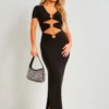 Kaya Black Slinky Keyhole Cut Out Maxi Dress -LA Dress Sales Store KayaBlackDressRESIZED