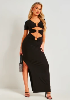 Kaya Black Slinky Keyhole Cut Out Maxi Dress -LA Dress Sales Store KayaBlackDressRESIZED2