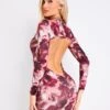 Charlotte Burgundy Smoke Print Cut Out Back Mini Dress -LA Dress Sales Store ME7385 Whitemules 68824 38e0db85 a904 45a2 9759 cd432768a1dd