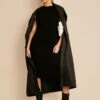 Xena Black Cable Knit Midi Dress