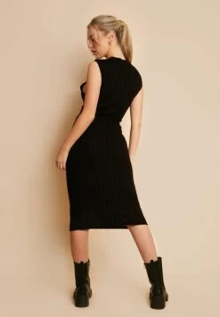 Xena Black Cable Knit Midi Dress -LA Dress Sales Store ME7470 61