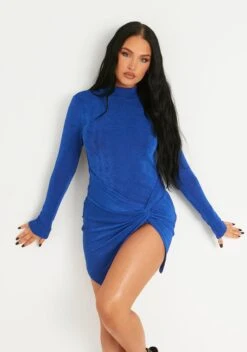 Annya Blue Extreme Thigh Split Backless Mini Dress -LA Dress Sales Store ME7549 7566