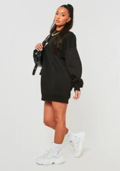 Lauren Black Missy Sport Oversized Sweater Dress -LA Dress Sales Store ME7639 019