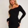 Carrie Black Knit Sweetheart Neckline Mini Dress -LA Dress Sales Store ME7666BLK 7592