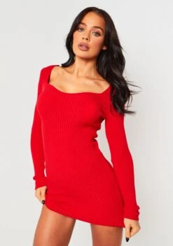 Carrie Red Knit Sweetheart Neckline Mini Dress -LA Dress Sales Store ME7666R 536 5baf63a5 4643 48dd a25e ebbfaf1c335a