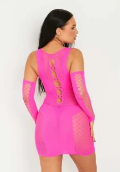 Darcey Pink Mesh Cut Out Sleeveless Bodycon Dress -LA Dress Sales Store ME7717p 8675
