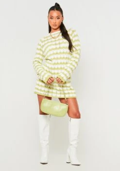 Kaylee Sage And White Crochet Mini Dress -LA Dress Sales Store ME7747S 521