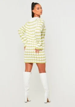 Kaylee Sage And White Crochet Mini Dress -LA Dress Sales Store ME7747S 553