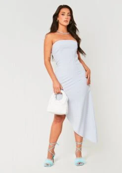 Jemma Blue Bandeau Asymmetric Midi Dress -LA Dress Sales Store ME7779 122