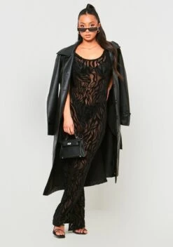 Davina Black Devore Maxi Dress -LA Dress Sales Store ME7803 1137