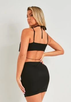 Pia Black Ruffle Mini Dress -LA Dress Sales Store ME7893 9142