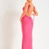 Daphne Pink Ruched Bum Backless Maxi Dress -LA Dress Sales Store ME7901 30528