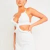 Asha White Linen Frill Cut Out Smock Dress -LA Dress Sales Store ME7939 0398