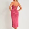 Skylar Pink Metallic Knit Midi Dress -LA Dress Sales Store ME7963P 9213