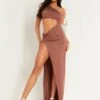 Lauren Chocolate Brown Cut Out Maxi Dress -LA Dress Sales Store ME8038 9540