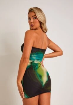 Pippa Green & Black Printed Slinky Bandeau Mini Dress -LA Dress Sales Store ME8194 7243