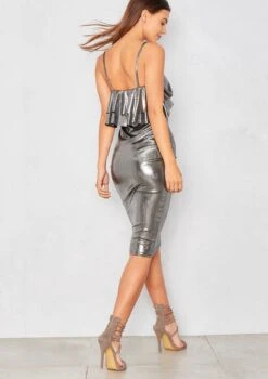 Narella Silver Metallic Frill Midi Dress -LA Dress Sales Store beth 20 10 16 190 jpg 1 2def5ad4 6b0b 47cb 87d1 63f2ca036c36