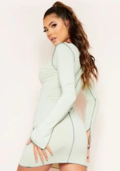Kylie Sage Contrast Stitch Mini Dress -LA Dress Sales Store f5a7d389 me5049sa jpg 1 jpg