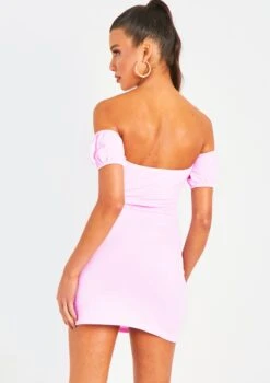 Mila Pink Frill Tie Milkmaid Mini Dress -LA Dress Sales Store me3128p 15 06 2022 ifzpr jpg