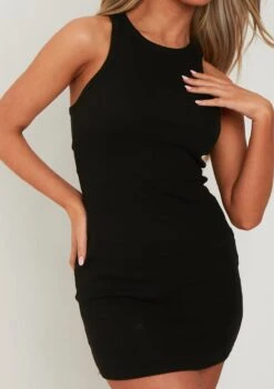 Maya Black Racer Ribbed Mini Dress -LA Dress Sales Store me4818bl 12 04 2022 aucsc jpg