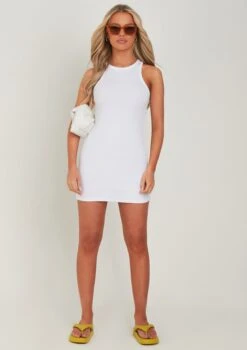 Maya White Racer Ribbed Mini Dress -LA Dress Sales Store me4818w 12 04 2022 jqfvx jpg b9382770 e6f0 4168 ade8 b89f51412224