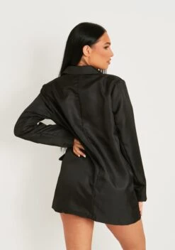 Bri Black Tailored Pocket Detail Oversized Blazer Dress -LA Dress Sales Store me5070bl 20 10 2022 dazz3 jpg