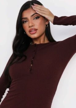 Alia Chocolate Button Up Ribbed Mini Dress 10 Alia Chocolate Button Up Ribbed Mini Dress -LA Dress Sales Store me5709ch 11 10 2021 kqvw4 jpg 3215a1f5 af97 46c0 8764 200259703aa0