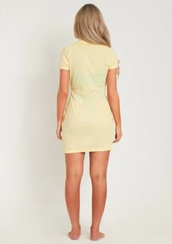 Elle Lemon Brushed Rib Ruched Cap Sleeve Mini Dress -LA Dress Sales Store me5783l 19 04 2022 9ncqv jpg
