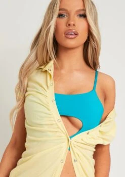 Elle Lemon Brushed Rib Ruched Cap Sleeve Mini Dress -LA Dress Sales Store me5783l 19 04 2022 ot6oe jpg