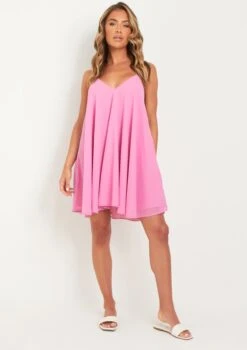 Elsie Pink Halter Neck Trapeze Mini Dress -LA Dress Sales Store me5815b 20 07 2022 4hx3i jpg