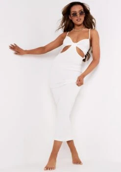 Aila Cream Cut Out Twist Knot Maxi Dress