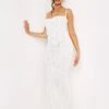 Stella Ivory Ruched Front Crochet Maxi Dress