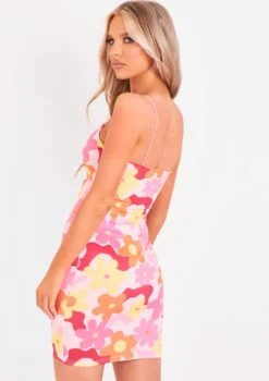 Kesha Pink Flower Print Strappy Mini Dress -LA Dress Sales Store me6048pf 23 06 2022 7z8dj jpg
