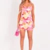 Kesha Pink Flower Print Strappy Mini Dress -LA Dress Sales Store me6048pf 23 06 2022 bfaxn jpg