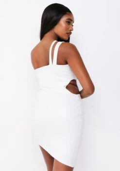 Kendall Ivory PU Cut Out One Shoulder Mini Dress -LA Dress Sales Store me6375iv 13 09 2021 5opvb jpg