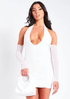 Sorcia Ivory Cross Halterneck Mesh Dress -LA Dress Sales Store me6412iv 09 03 2022 76wsk jpg 353374aa 4940 4362 9dc6 b66fb5ea35a0