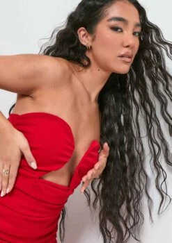 Vianna Red Bandeau Ruched Cup Detail Mini Dress -LA Dress Sales Store me6537r 22 11 2021 mkpzg jpg a297874a 2745 40b3 a746 a914be1de9ef