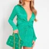 Valentina Green Plisse Knot Front Mini Dress 1 Valentina Green Plisse Knot Front Mini Dress -LA Dress Sales Store me6632 17 02 2022 as77r jpg