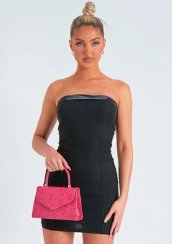 Lorena Black Satin Trim Bandeau Mini Dress -LA Dress Sales Store me6723 24 03 2022 6kajh jpg