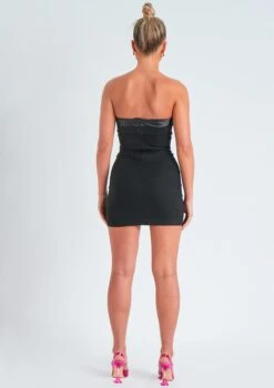 Lorena Black Satin Trim Bandeau Mini Dress -LA Dress Sales Store me6723 24 03 2022 jzsms jpg