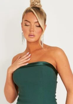 Lorena Dark Green Satin Trim Bandeau Mini Dress -LA Dress Sales Store me6723g 20 10 2022 oxw9f jpg