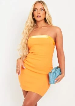 Lorena Orange Satin Trim Bandeau Mini Dress -LA Dress Sales Store me6723o 15 07 2022 cyurs jpg 3c483887 cc74 4791 b19b 45199ff0ece5